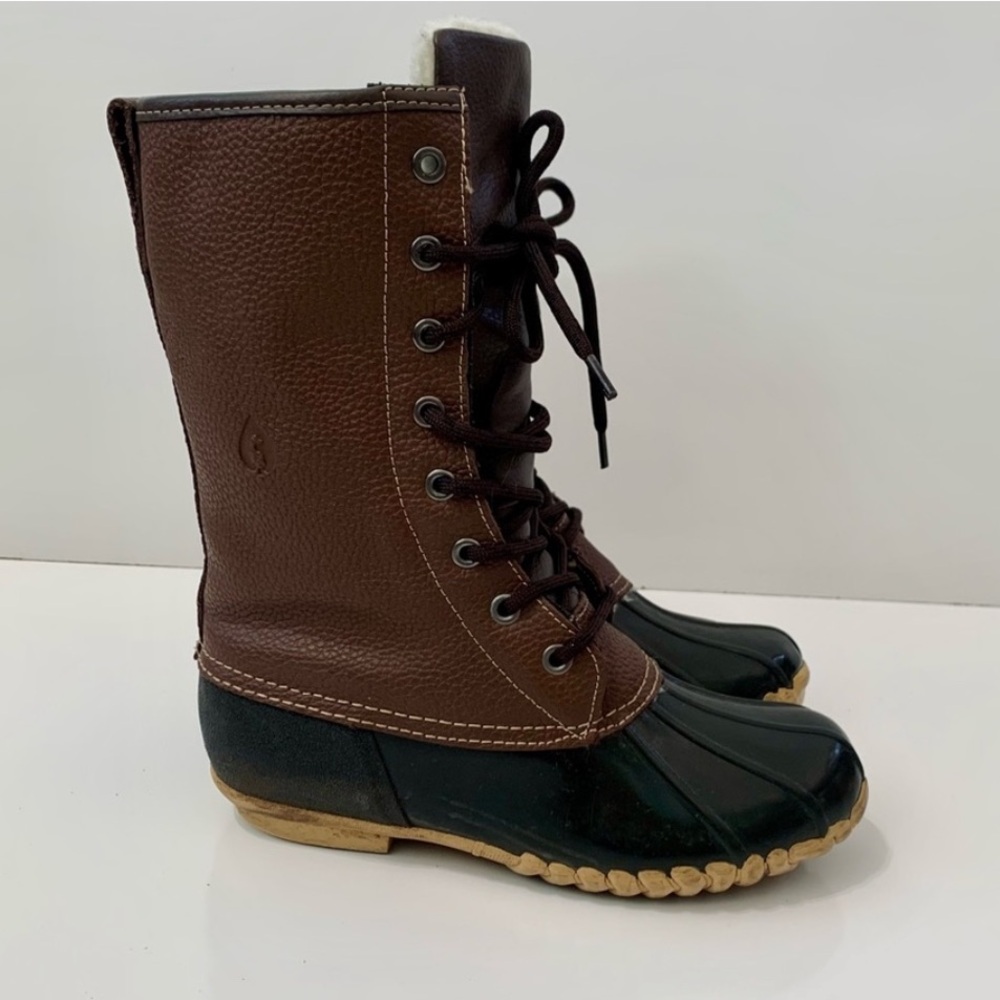 Sporto Daphne The Original Duck Boots leather shearling lined lace up boot 6